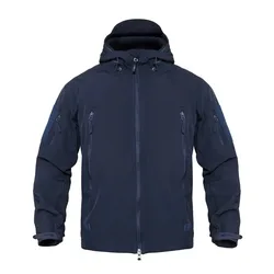 Navy Blue Soft Shell Military Men Waterproormy Tactical Jacket Coat Winter Warm Fleece Hooded Windbreaker And Pants