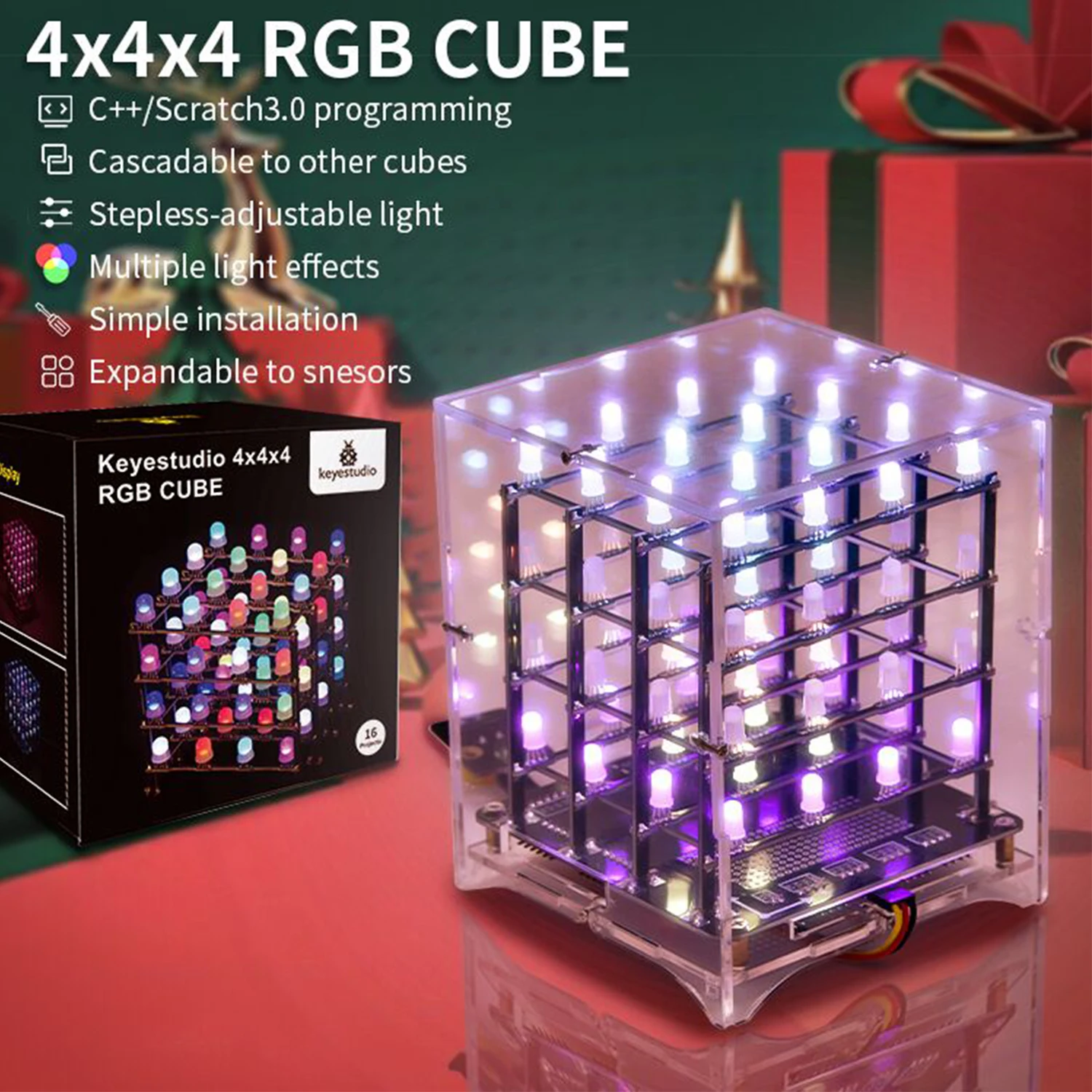 keyestudio-kit-electronique-de-cube-led-rvb-bricolage-pour-ardu37leonardo-support-de-pigments-a-gratter-potentiometre-commande-vocale-4x4x4