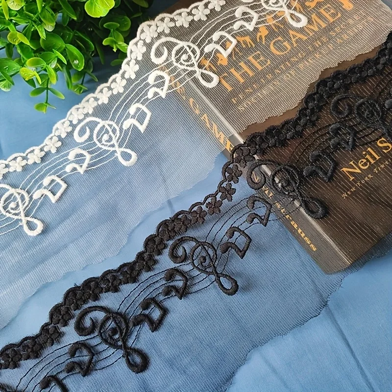 1 Yard Musical Note Decoration Lace Trim Embroidered Lace Ribbon Trimming Fabric DIY Garment Craft Decoration Accessories