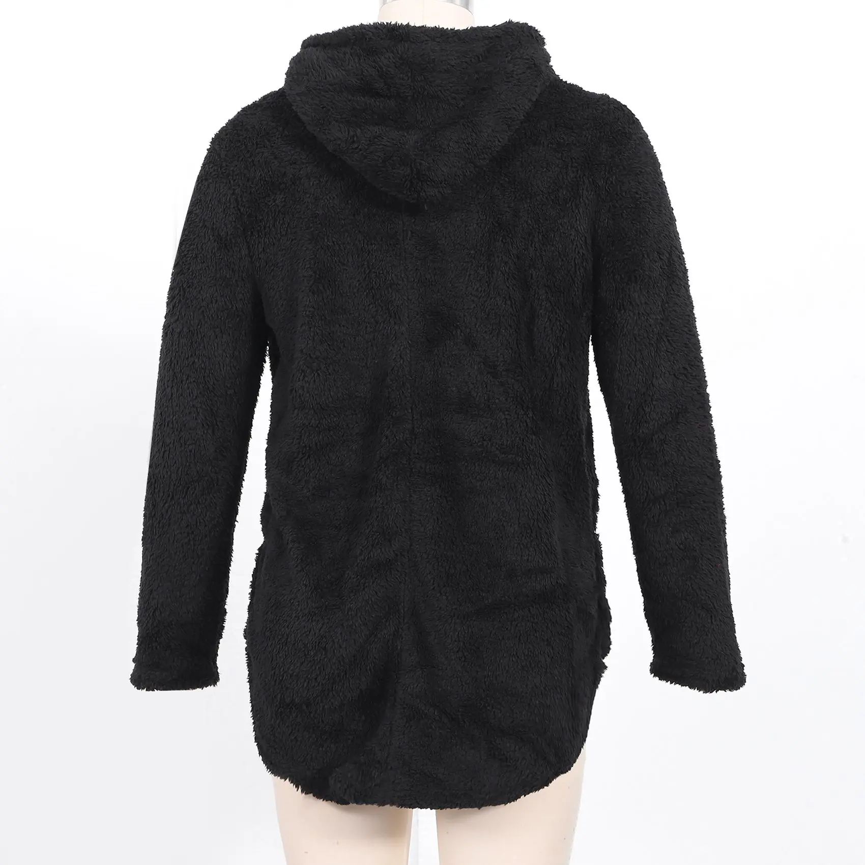 Abrigo de gran tamaño para mujer, Tops de felpa con botones, cárdigan suelto con capucha, prendas de vestir, chaqueta de invierno