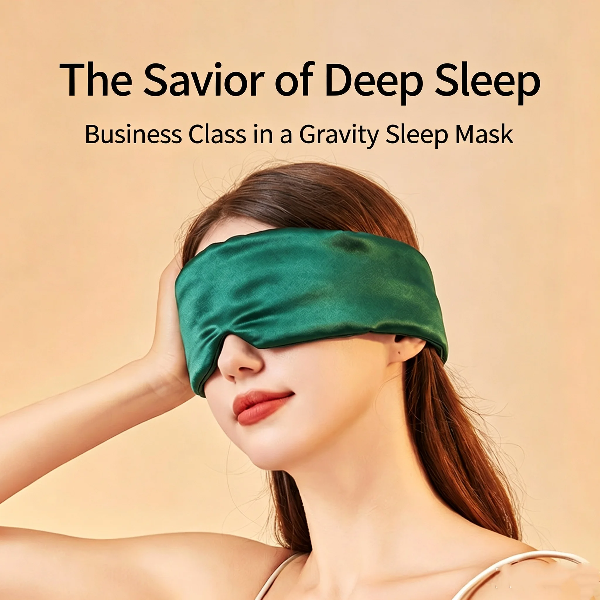 Silky Gravity Sleep Eye Mask 3D Full Light Blocking Eye Cover V Shape Nose Design Soft Blindfold for Travel Nap, Free Ear Plugs