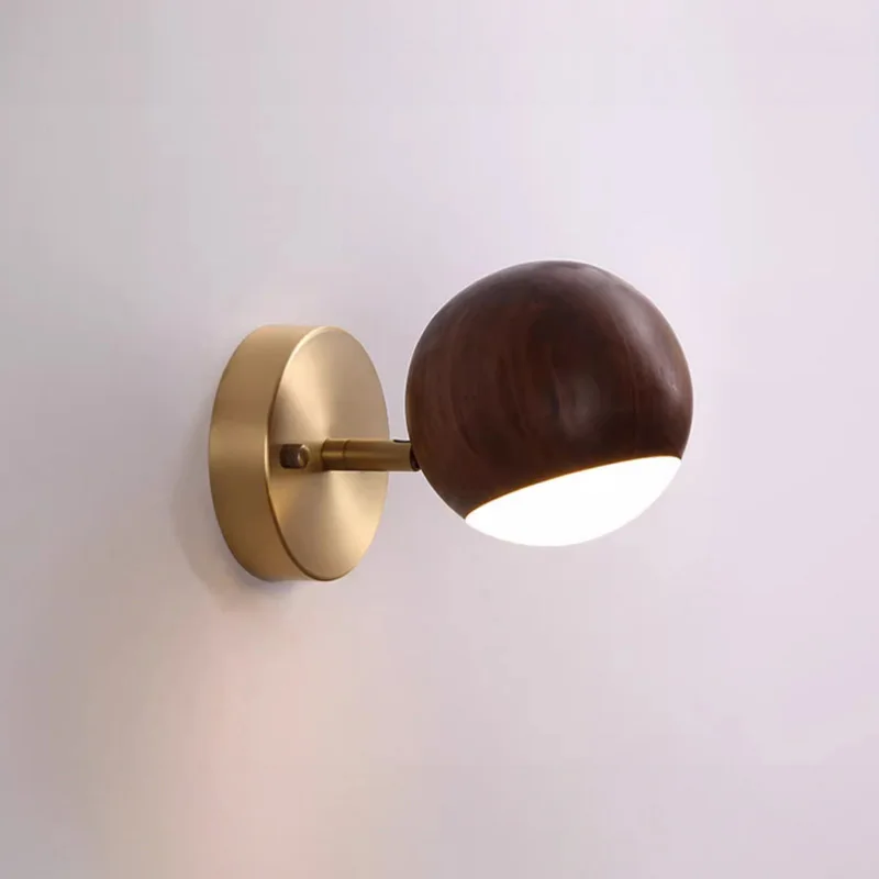 Imagem -05 - Walnut Wood And Brass Base Wall Lighting Modern Wabi-sabi Arandelas Interiores Corredor Corredor Foyer Sala de Estar Quarto