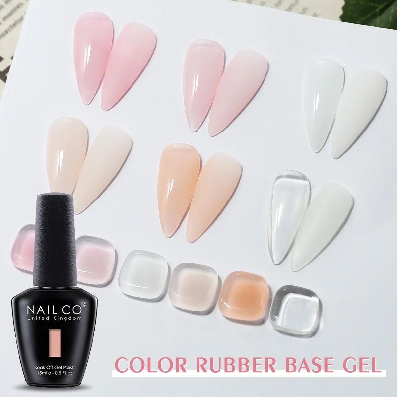 جيل بقاعدة مطاطية وطبقة علوي من NailCo ، طلاء أظافر ، شفاف ، بناء وردي ، جل أولي ، فن أظافر ، ورنيش Ongle ، 15 #6