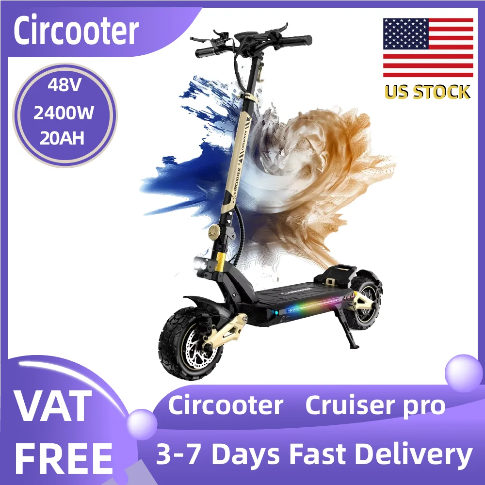 

Электрический самокат для взрослых Circooter Cruiser pro, двигатель 2400 Вт, складной электронный самокат 48 В, 20 Ач, 11-дюймовая шина, электросамокат для бездорожья