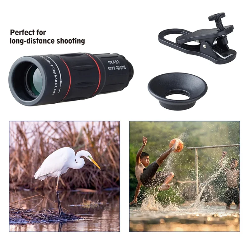 

SUNRI-18X Outdoor Travel Concert HD Portable Mobile Phone Telephoto External Lens Photography Small Monocular Telescope Easy Ins