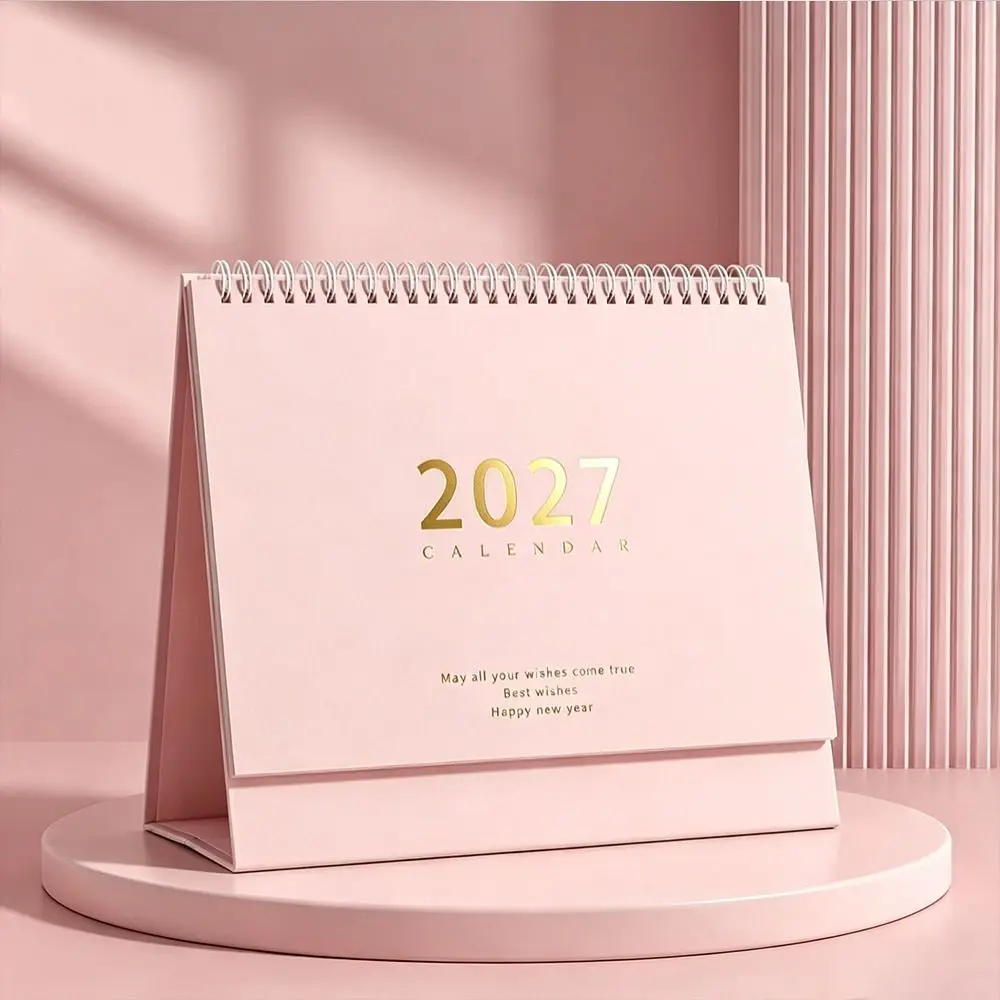 Portable 2027 Desktop Desk Calendar Morandi Color Foldable Standing Table Calendar Decorative Display Flip Calendar