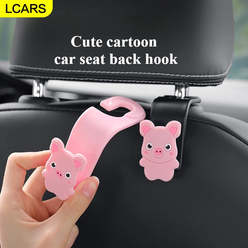 

Lcars - Car Seat Headrest Hooks Two, Multi-Function Universal Hooks and Holders, Black Cartoon Pattern Storage Hooks,
