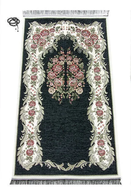 

Lux Gulce Chenille Prayer Rug Black Muslim Islam Sheet Prayer Mat Holy Quraan Islamic Mats