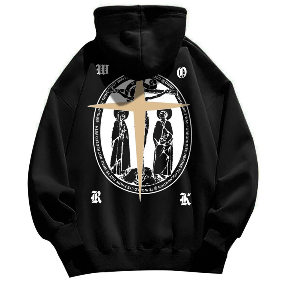 

Y2k Hoodies Men 100% Cotton Sweatshirts Hip-Hop Streetwear American Vintage Cross Oversized Hoodie Harajuku Punk Gothic Pullover