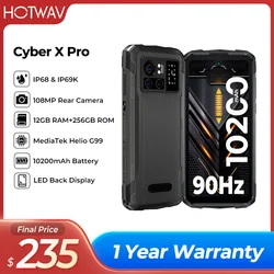 Versión global HOTWAV Cyber X Dispositivos resistentes Android 6,78” FHD+ 90Hz 10200mAh 8GB 256GB 64M Cámara 33W Carga rápida