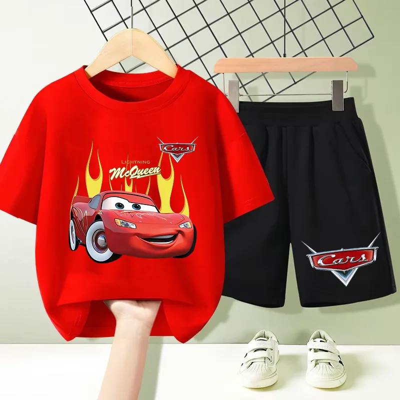 Nuevos conjuntos de ropa de verano de algodón para bebés, con diseño de Rayo McQueen, pijamas de dibujos animados Kawaii, ropa de ocio para el hogar, regalo 2026