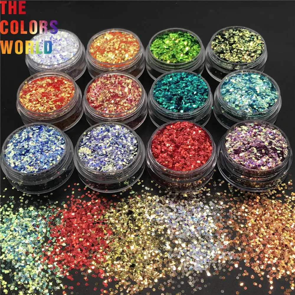 TCT-707 Strong Bright Iridescent Rainbow Hexagon Nail Glitter Decoration Manicure Body Painting Resin Craft Accessories Supplier