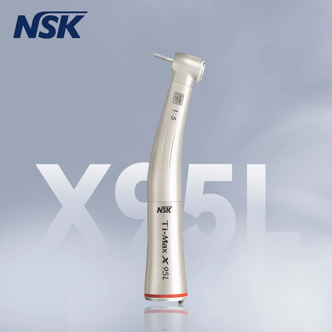 

NSK TiMax Dental X95L Against Contra Angle 1:5 Increasing Speed Handpiece Push Button Fiber Optic Handpiece Inner Water Red Ring