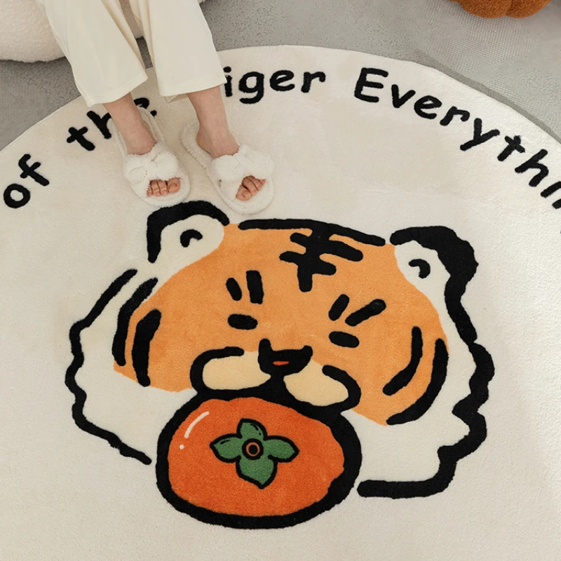 

Cute Tiger Pattern Rugs for Bedroom Cartoon Style Living Room Decoration Carpet Fluffy Soft Plush Floor Mat Thickend Bedside Rug