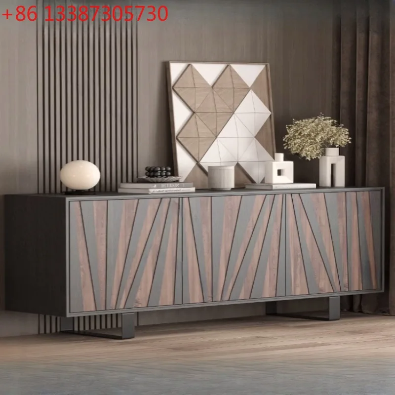 

Solid wood paint dining side cabinet Modern simple light luxury storage cabinet
