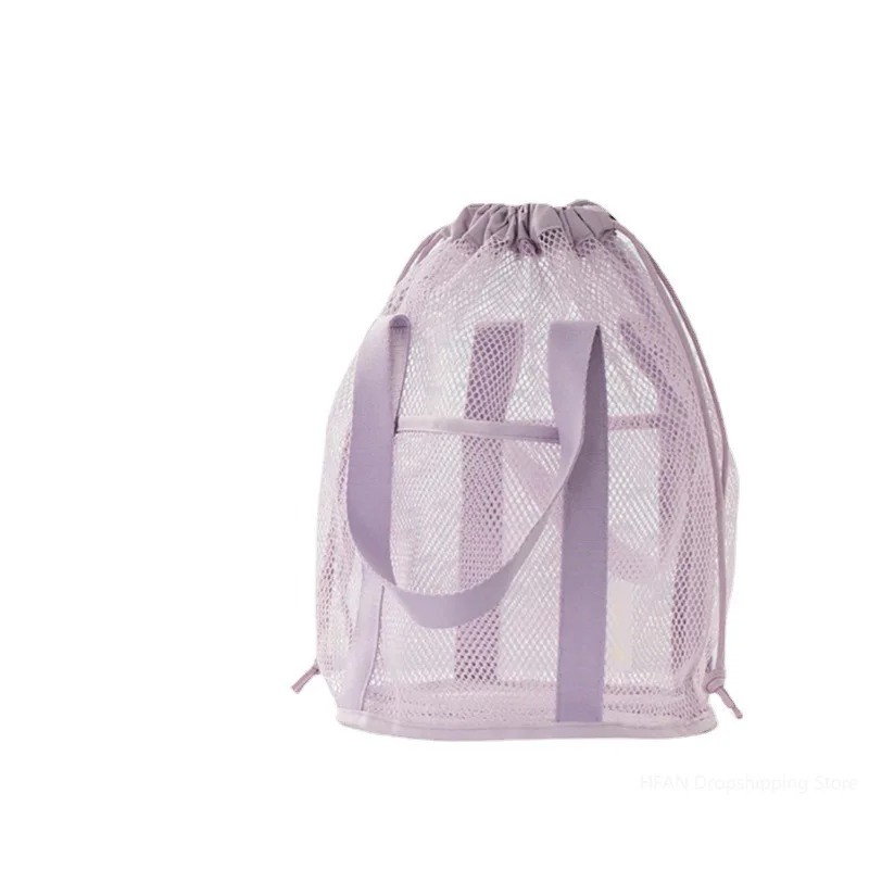 Bolsa de cosméticos de nailon de gran capacidad para viaje, organizador plegable, informal, con cordón, paquete de cuerda, bolsillo, bolsa de lavado para nadar