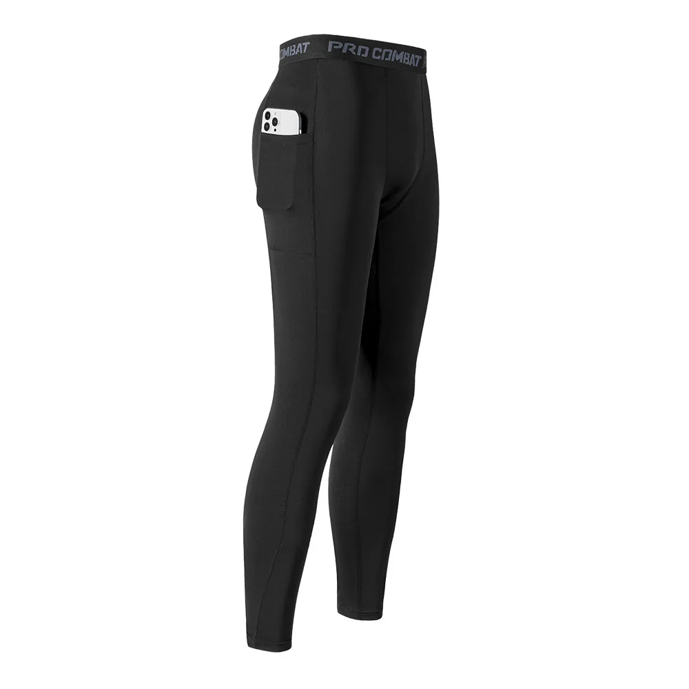 Men's side pocket compression shorts, breathable quick drying sports leggings, running gym workout pants, under training pants