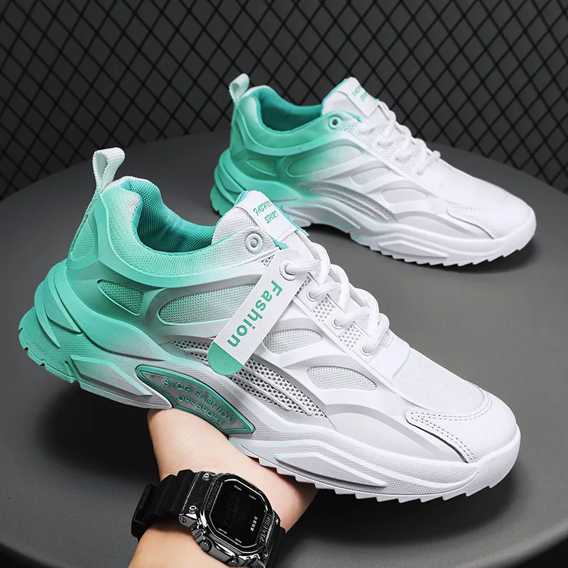 Gradient Men Sneakers Breathable Mesh Running Shoes Tenis Masculino 2024 Fashion Comfortable Lace Up Casual Men Vulcanized Shoes