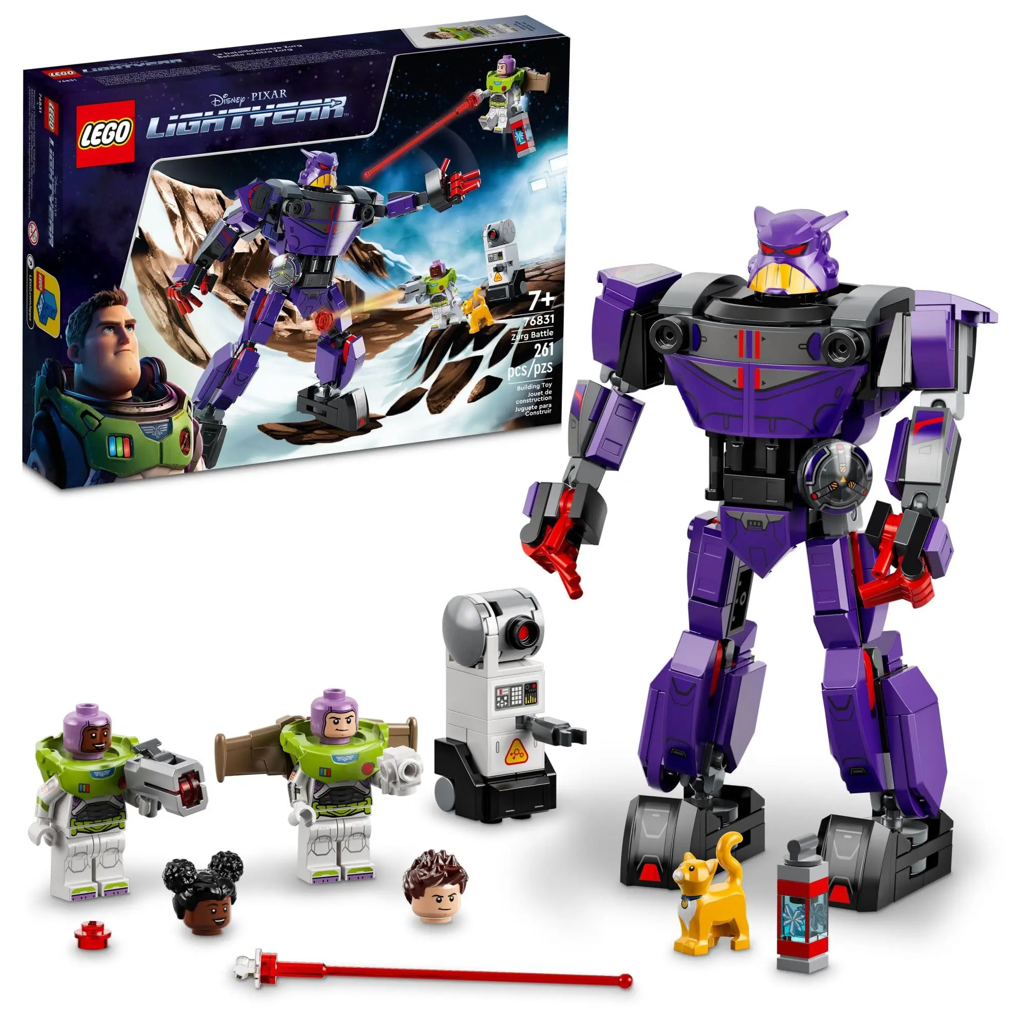 lego-disney-and-pixar’s-lightyear-zurg-battle-76831-buildable-robot-toy-with-mech-buzz-minifigure-with-laser-jetpack-261pieces
