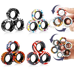 YISHIDANY Random 3Pcs Magnetic Ring Fidget Toys Fingers Magnet Rings ADHD Stress Relief Magical Toys for Adult Kids Anxiety