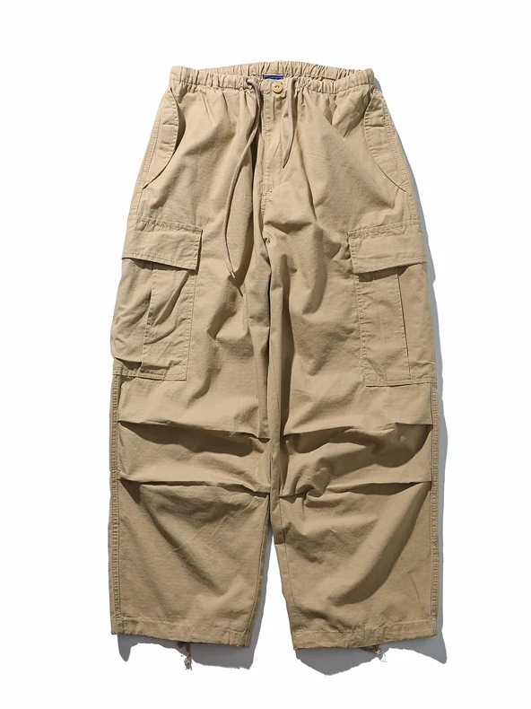 

Men's Loose Wide Leg Casual Pants Summer Retro Japanese Sle Workwear Trousers with Big kets Dstring Comfortable Long ...