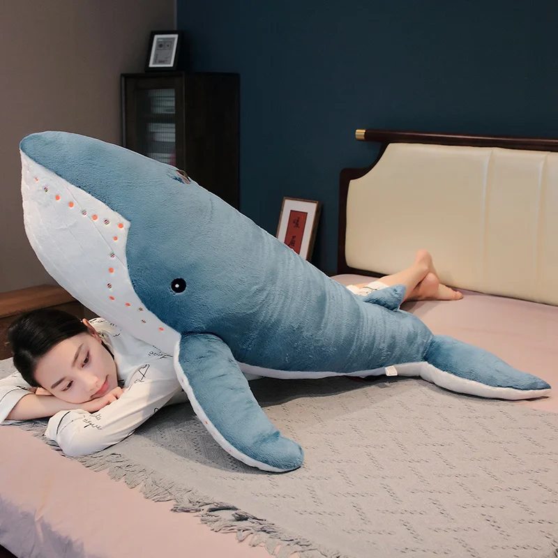 55–135 cm riesiges Wal-Plüschtier, blaue Meerestiere, gefüllt, umarmbarer Hai, weiches Kissen, Geschenk – Detail 6