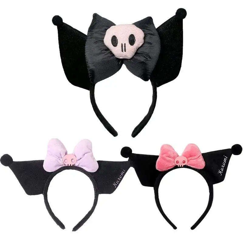 

Kuromi Plush Cartoon Cute Headband Bow Photo Hair Accessories Anime Kawaii Jewelry Decoration Face Wash Accessories for Girls