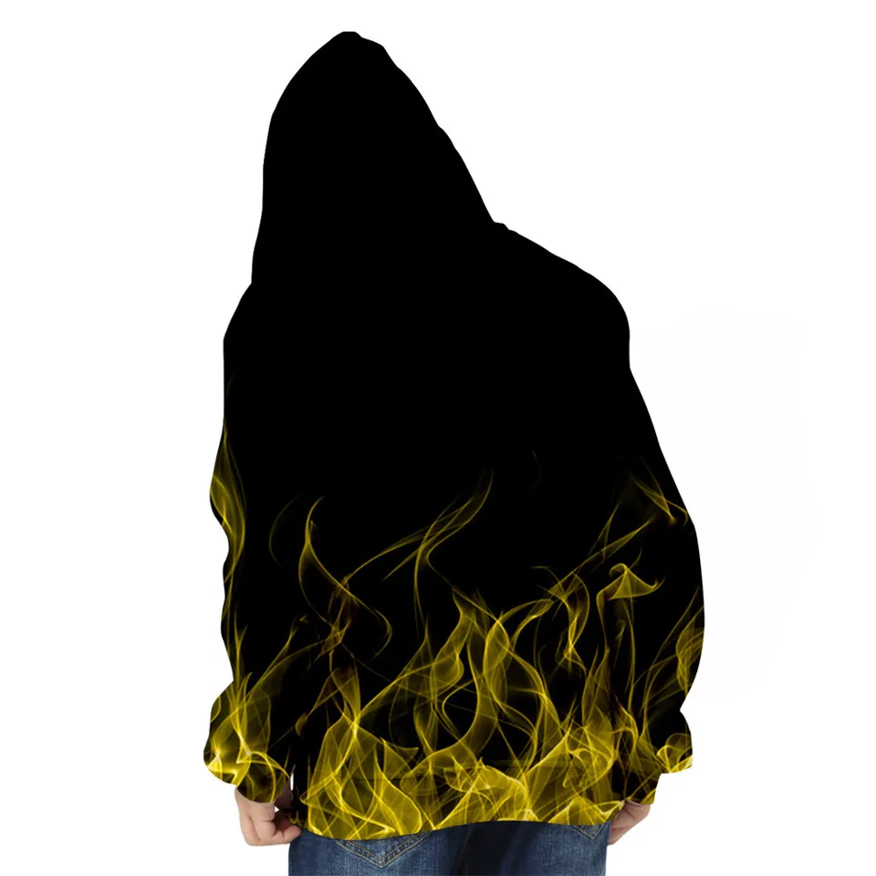 3 to 14 years Kids Hoodie Blue And Purple 3D Fire Flame Clothing Boys Girls Hoodies Sweatshirt Harajuku Coat