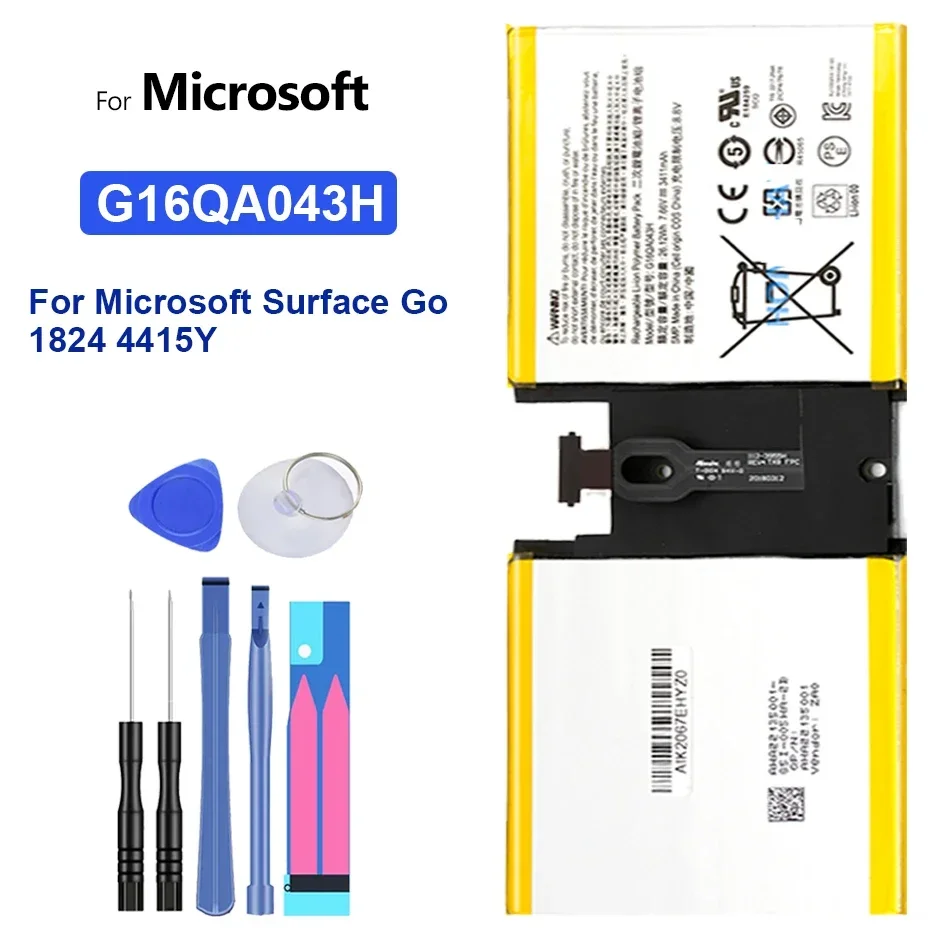 

Battery for Microsoft Surface GO 1824, 7.66V, 26.12WH, 3411mAh, G16QA043H