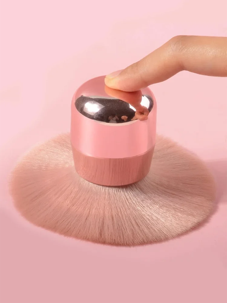 large mushroom head nail art makeup brush dust collector brush pink handle nail brush for cleaning nails