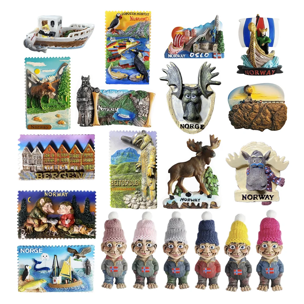 

Europe Norway 3D Fridge Magnets Tourism Souvenir Refrigerator Magnets Sticker Collection Handicraft Decoration Articles