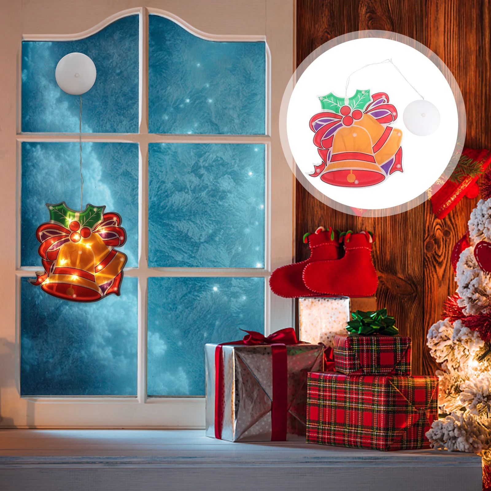 

Decorative Suction Light Christmas Theme Party Lamp Durable Easy Install Window Shop Hanging Ornament Suction Light