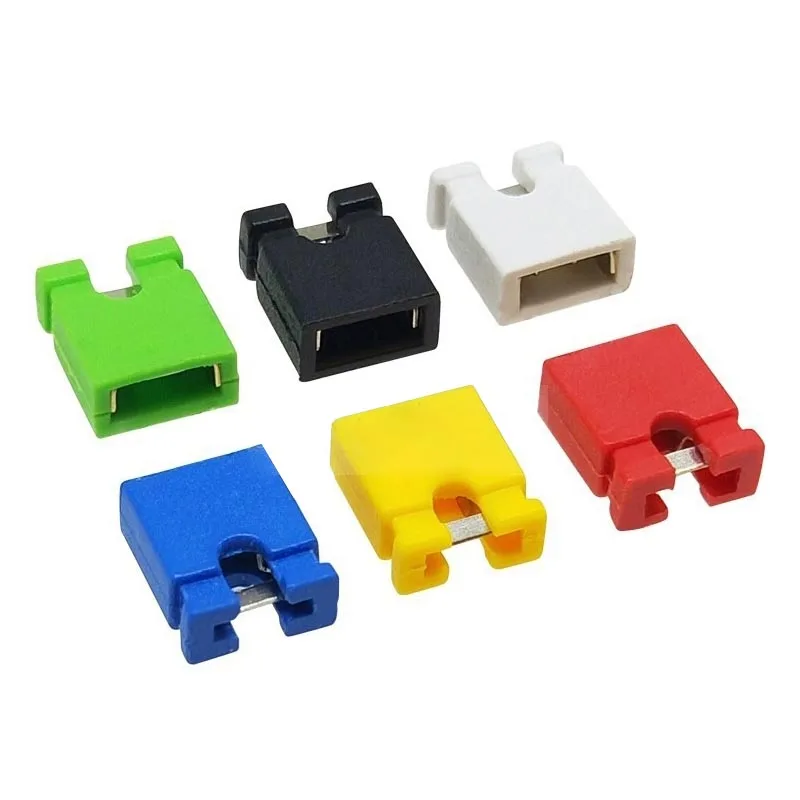 100 قطعة غطاء قصير، أحمر أسود أصفر أبيض أخضر أزرق 2.54 مللي متر رؤوس سلك العلب دبوس رأس موصل غطاء #6