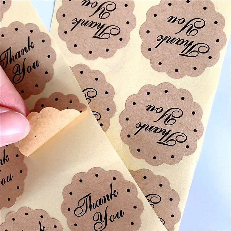 100pcs/lot New Thank You Lace Shape Labels stickers scrapbooking  Sealing Sticker Candy Box Gift Box Sealing Sticker