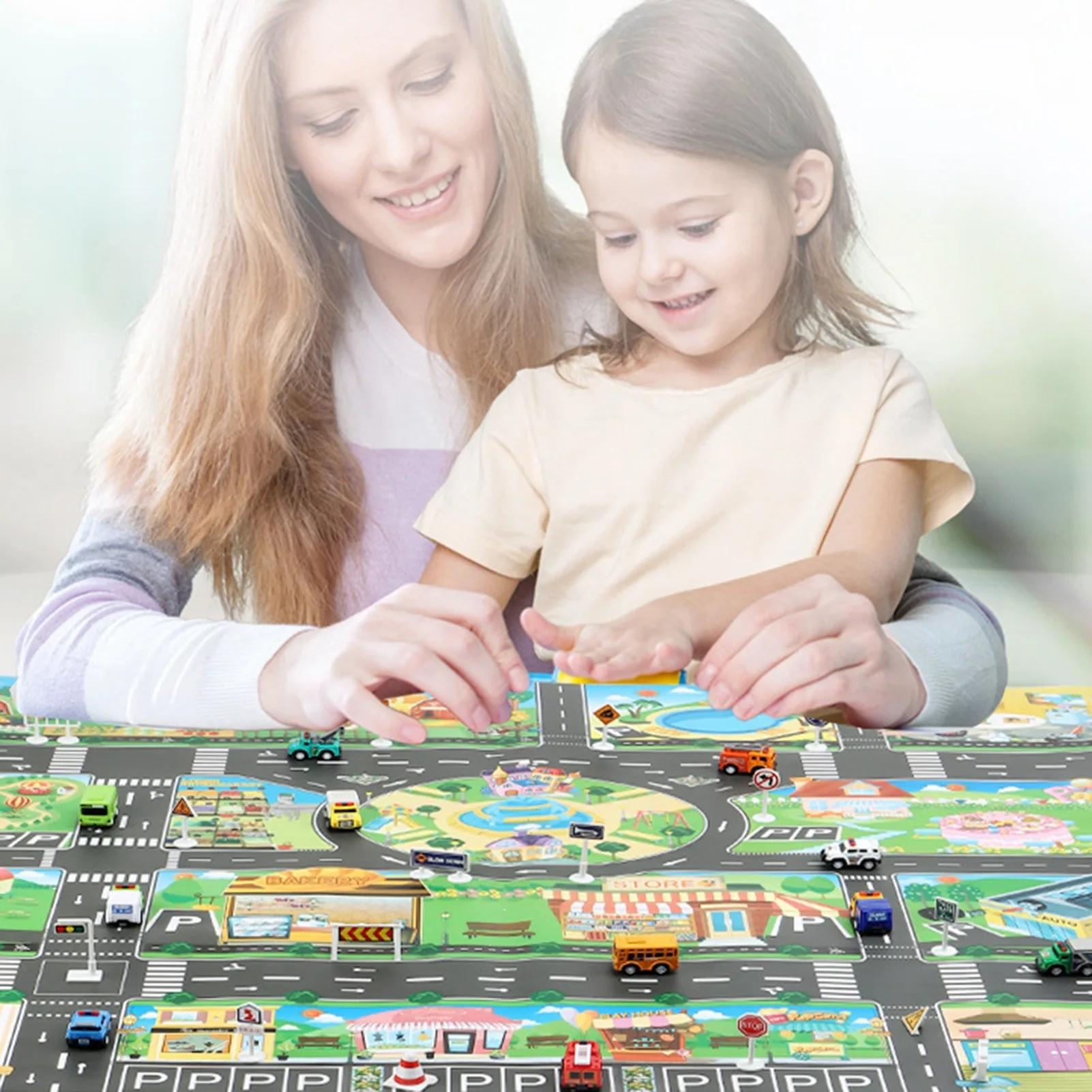

Детский игровой коврик «Городская дорога» с картой, развивающая игрушка для детей, коврик для игр с транспортом для спальни и игровой комнаты