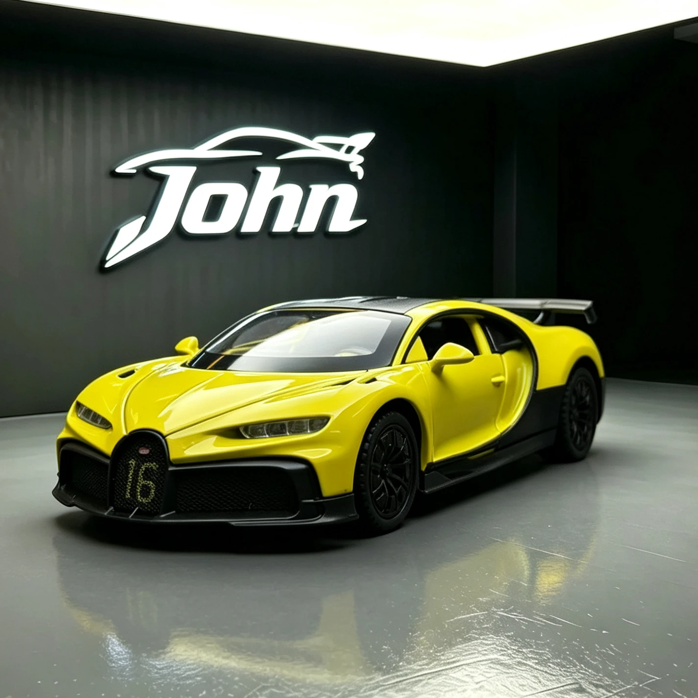 1:24 Bugatti  Sports Car Model, Pull Back Toy with Light & Sound,  Display Ornament, Collectible Gift for Kids & Car Fans