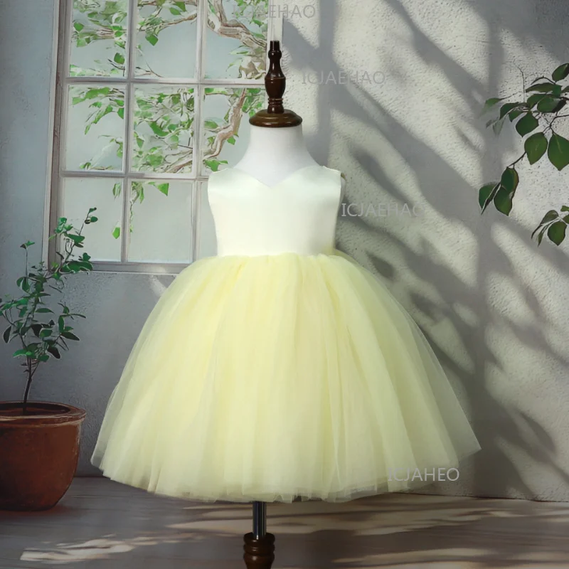 Children Gown Sleeveless Elegant Tutu Host Performance Birthday Party Banquet Princess Dress Flower Girl Wedding Girls Holiday