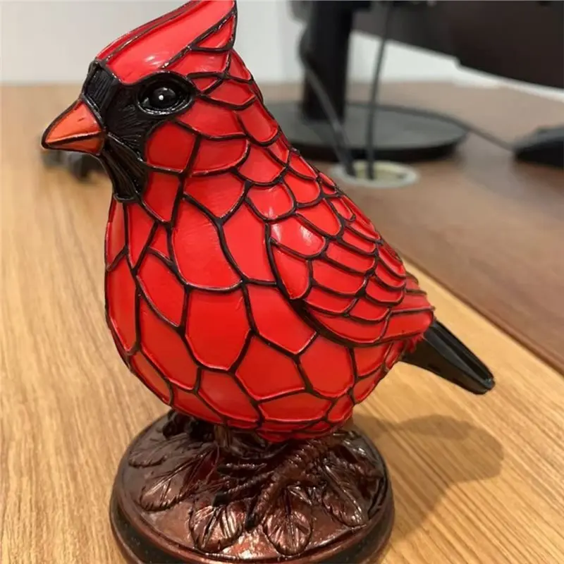 GYTB-nuevas lámparas de pájaros de resina roja hechas a mano para estantería de dormitorio, decoración de arte navideño, decoración de escritorio de oficina en casa