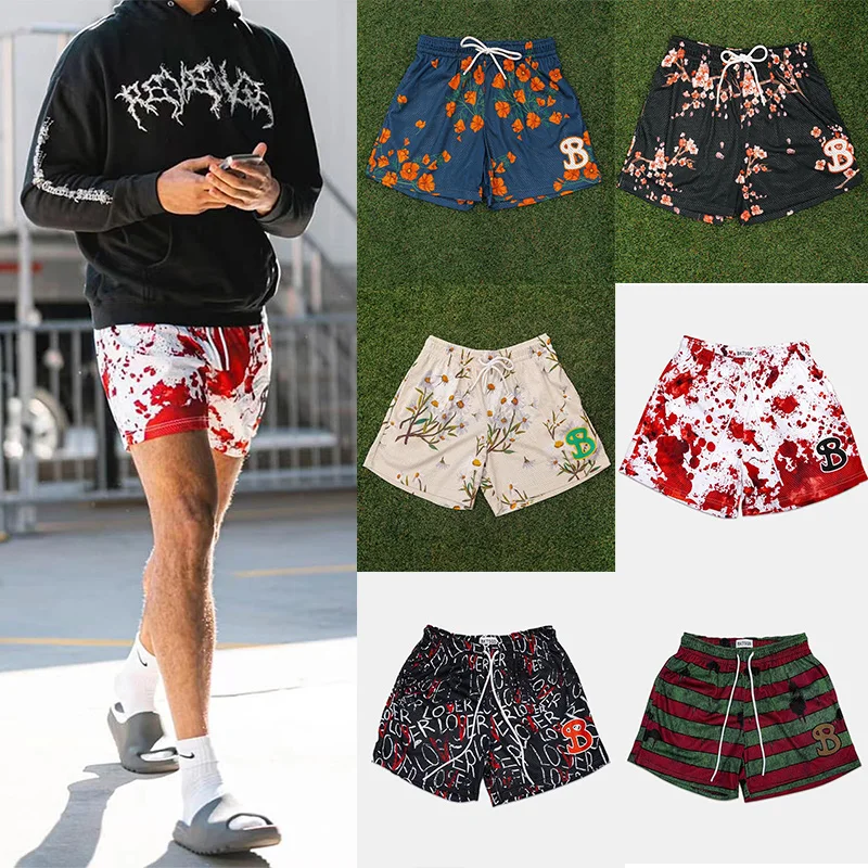 BKTSQD-Short de Basket-Ball pour Homme, vaccage Rapide aux Genoux, dehors, Grande Maille, Rétro, Quart, Été, Nouvelle Marque de Mode Limitée