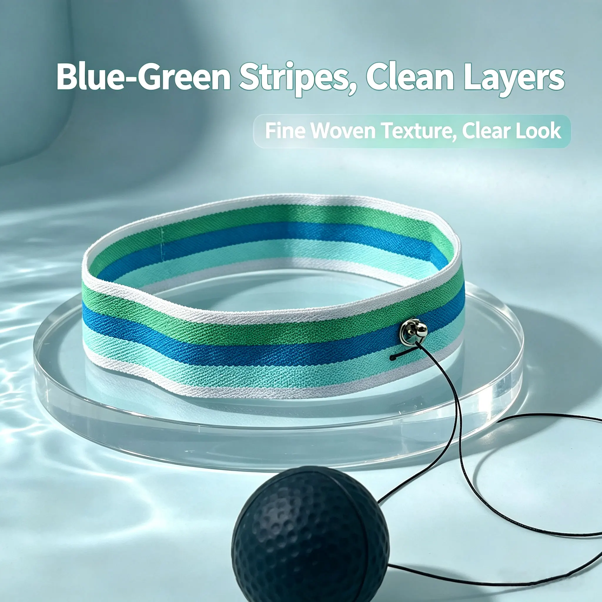 Connected boxing reaction ball headband speed trainer with blue-green color scheme, lightweight and portable combat reaction