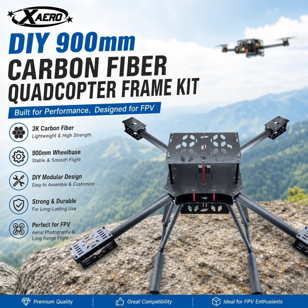 

XAERO DIY 900mm Carbon Fiber Quadcopter Frame Kit for FPV Drone 4-Axis