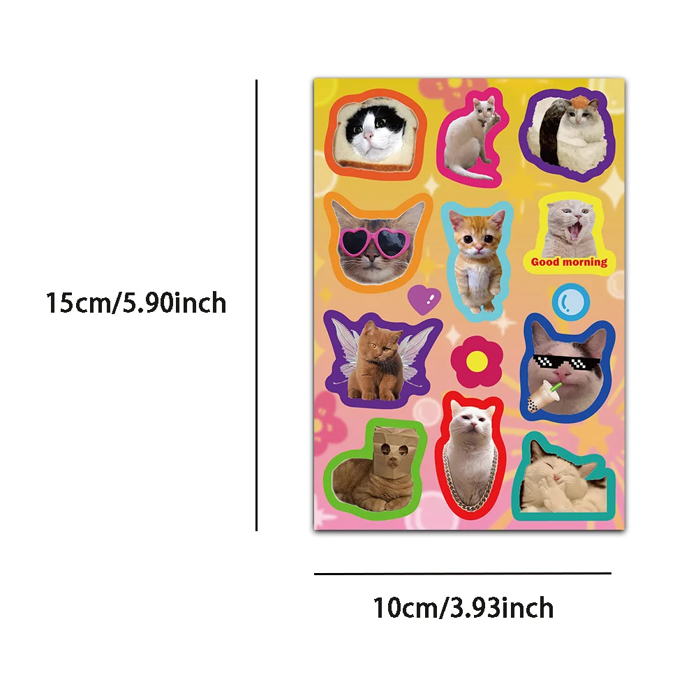 8PCS Cartoon Cute Retro INS Style Cat/Dog Creative Graffiti Collage Scrapbook Phone Skateboard Guitar Water Bottle Waterproof