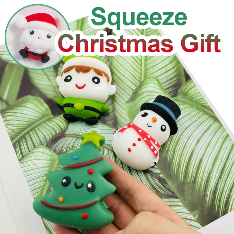 

Anti-Stress Toy Christmas Gift Santa Snowman Tree Squeeze Fidget Toys Tpr Stress Relief For Kids Adults Gift J209