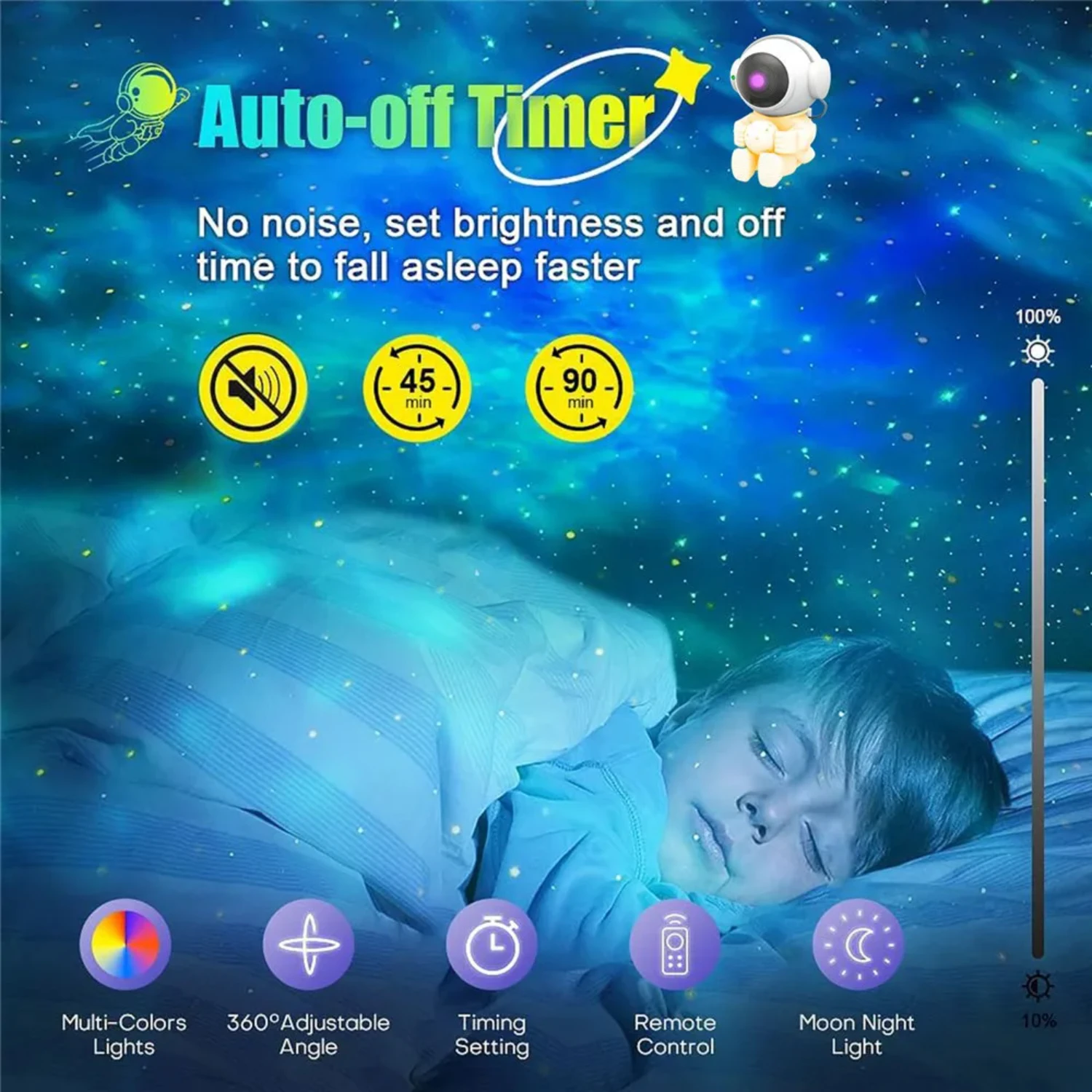 Nuova luce notturna per proiettore astronauta stella LED per l'arredamento della camera da letto-regalo perfetto per bambini