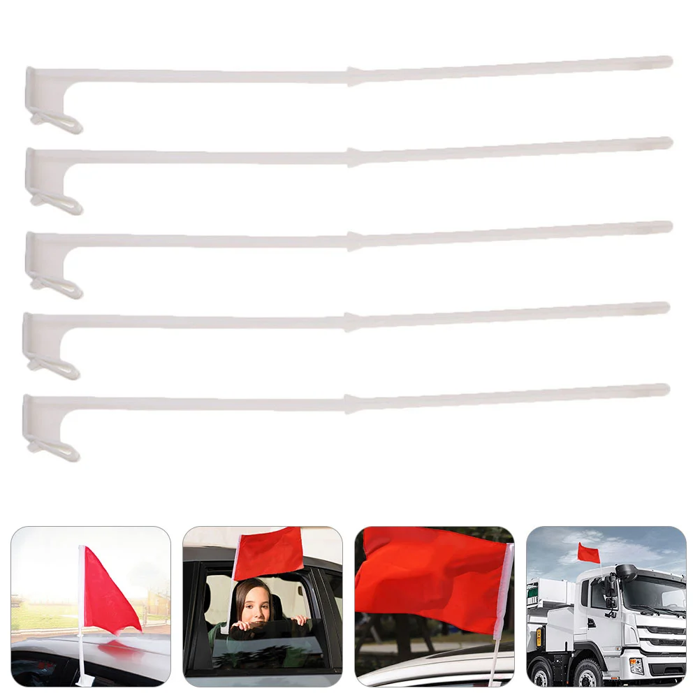 10 Pcs Car Window Flagpole Flags for Vehicles Festival Holder Logo Clip Clips Antenna Racks Universal