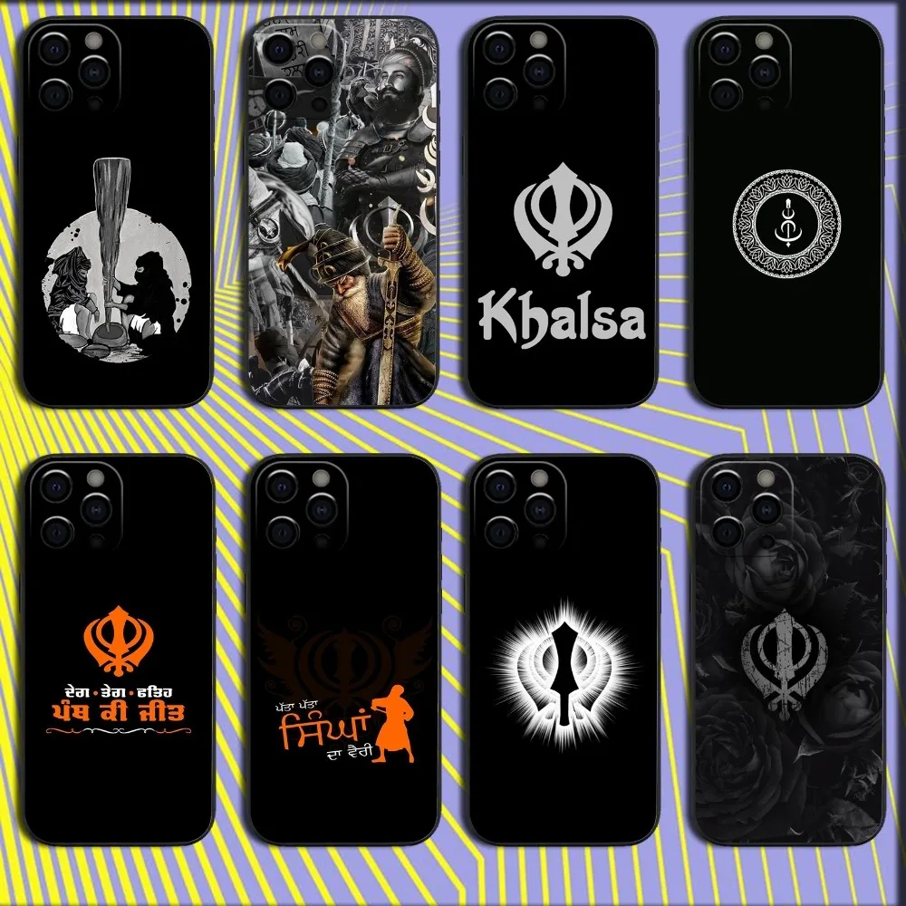 Sikh Khanda Sikhism SOVEREIGN Phone Case For iPhone 16,15,14,13,12,11,Pro,X,XS,Max,XR,Plus,Mini Soft Black Cover