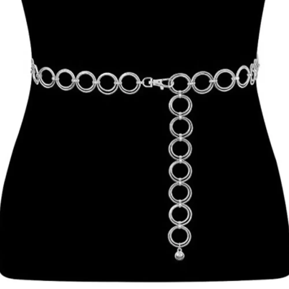 Fashion Waist Chain Decoration Dress Ladies Female Strap Double Ring Metal Chain Blets For Women Vintage Hip Hop Designer