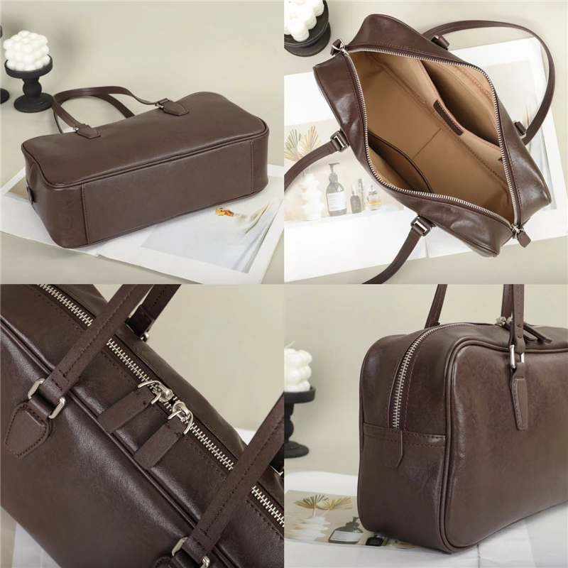 Hifashion جلد البقر حقائب كتف جلدية حقيقية للنساء 2025 الاتجاه مصمم سعة كبيرة العمل حقيبة حمل حقائب سيدات #6