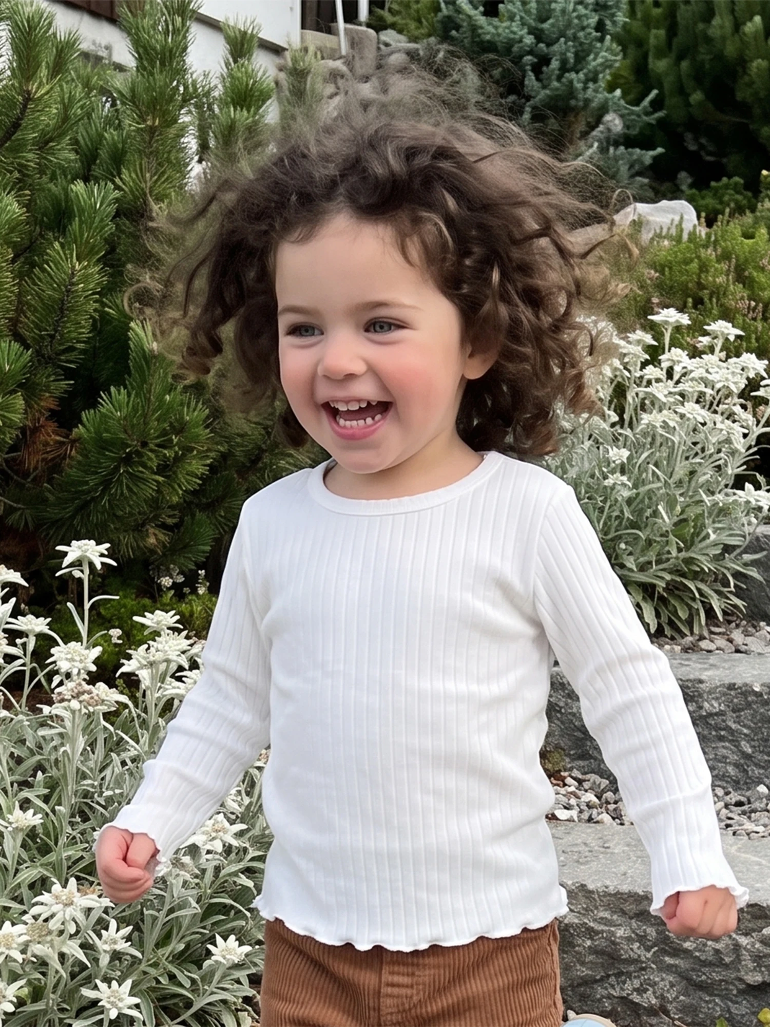 Soft Long Sleeve Set Soft Round Neck Lettuce Lettuce Trim Lettuce Lettuce Trim Ribbed Set Soft Long Girls Fall Top Rated Soft
