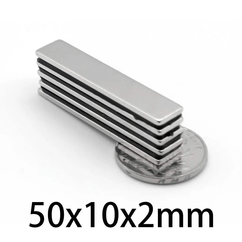 10-100 pces 50x10x2mm potente magnete permanente 50x10x2 blocco forte magnete di terre rare N35 magneti rettangolari al neodimio